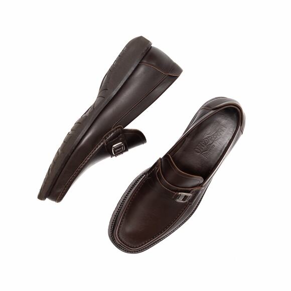 950$ Ferragamo Men\'s Gancini Logo Brown Leather Loafers US 9.5 EE main image 14